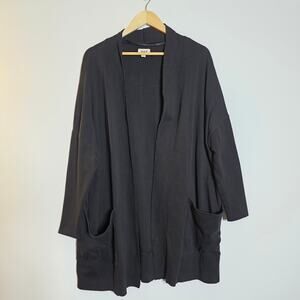 Pact Black Open-Front Long Cardigan